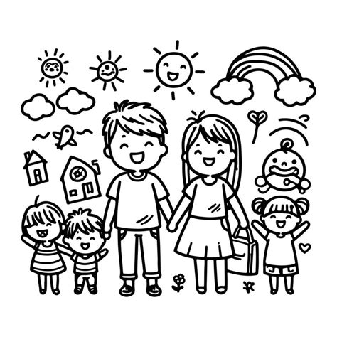 Family Coloring Page Vector Art, Icons, and Graphics for Free Download