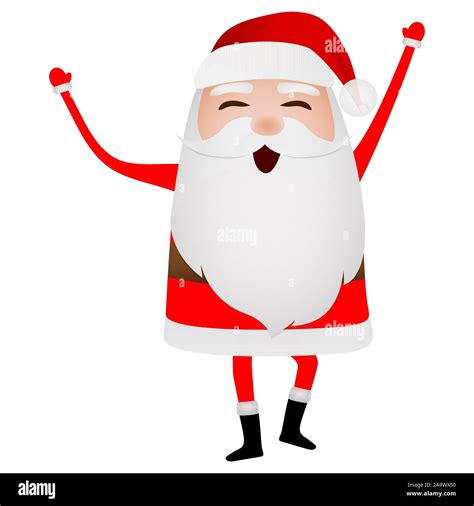 Cartoon Funny Santa Claus Waving Hand Isolated On White Stock Vector