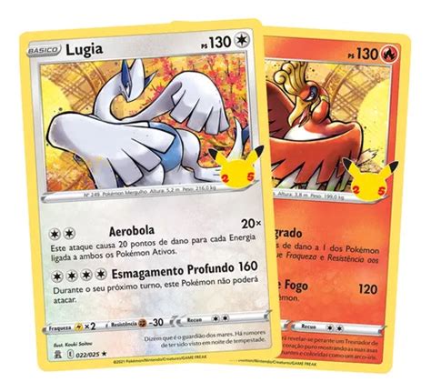 Carta Pokémon Lugia E Ho oh Lendários Coleção Celebrações