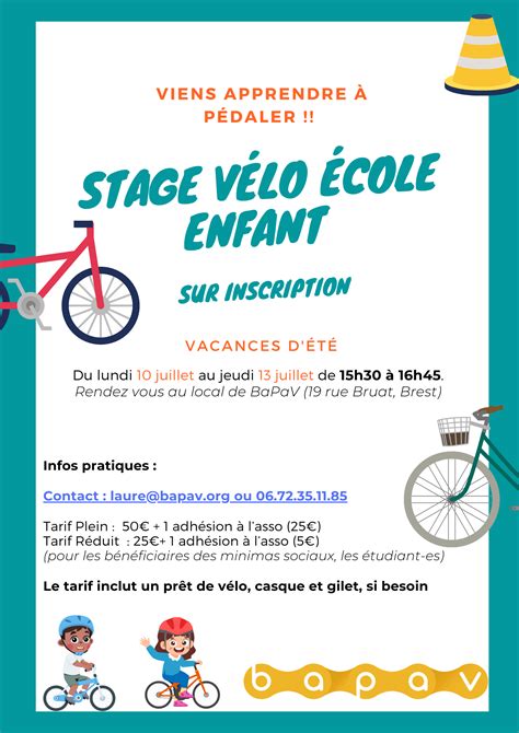 Stage vélo école enfants primo débutant