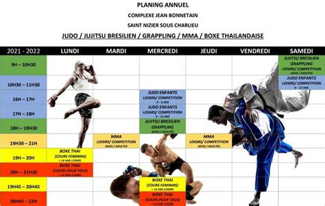 Planning Des Entra Nements Judo Club St Nizier Sous Charlieu