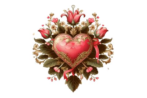 Vintage Valentine's Day Flower Clip Art Graphic by vectmonster ...