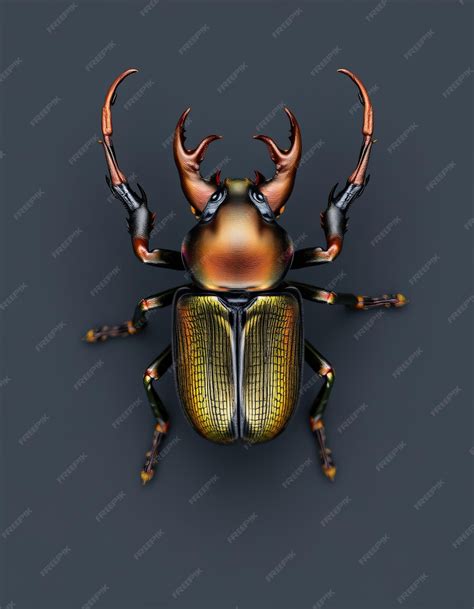 stag beetle top view high quality premium ai generated image