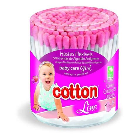 Haste Flex Vel Cotonete Cotton Line Rosa Unidades Dani Beleza