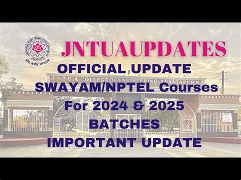 Jntua B Tech R Nptel Course Official Update From University