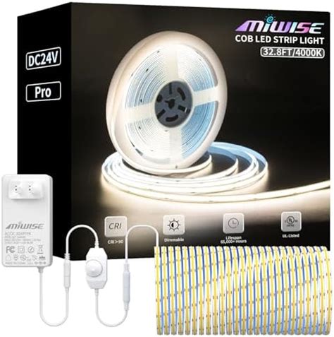 MIWISE COB Tira De Luz LED De 10 M CRI 90 Blanco Natural 4000 K