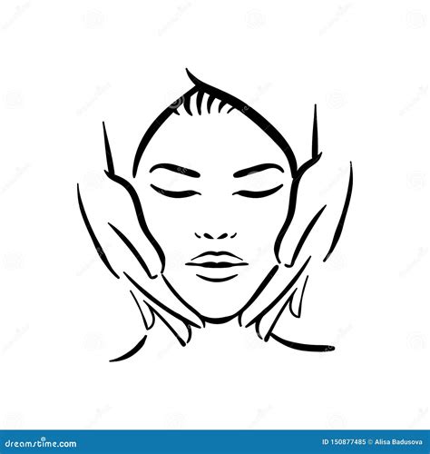 Illustration Tirée Par La Main De Vecteur De Massage De Visage De