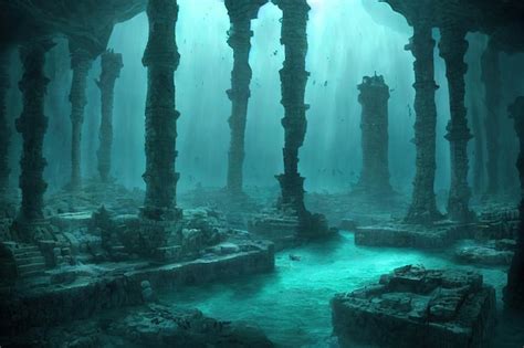 Premium Photo | Sunken city of atlantis seascape fantastic world