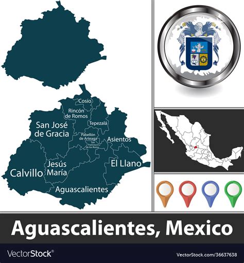 Map Aguascalientes Mexico Royalty Free Vector Image