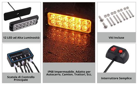 Justech Led Luce Stroboscopica Auto V V Luce Lampeggiante