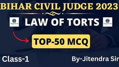 Law Of Torts Top Mcq Class By Jitendra Sir Bihar Civil