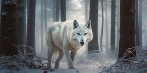 Premium AI Image | White wolf in the snow wallpaper