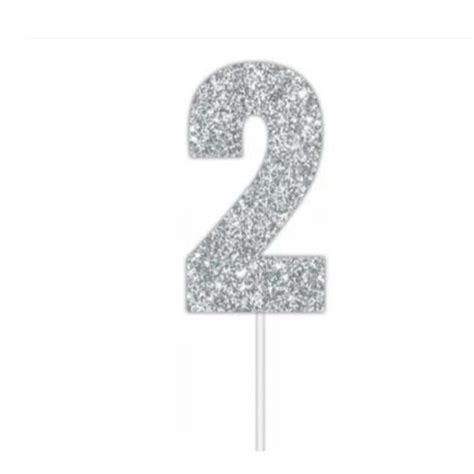 Number 2 Silver Card Cake Topper - The Cake Mixer | The Cake Mixer