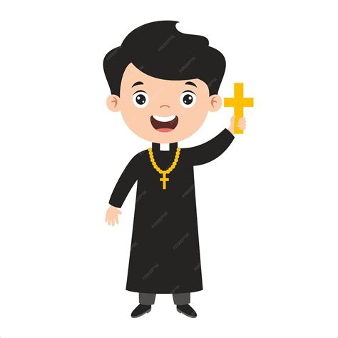 Dibujo De Dibujos Animados De Un Sacerdote Vector Premium