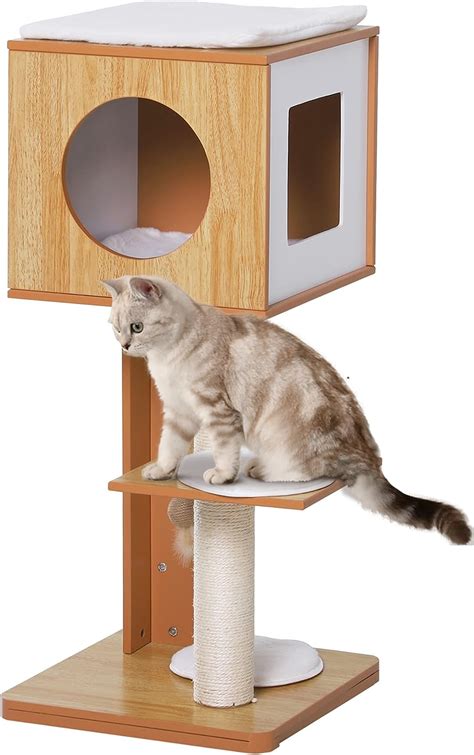 PawHut Arbre à chats design contemporain griffoir grattoir sisal