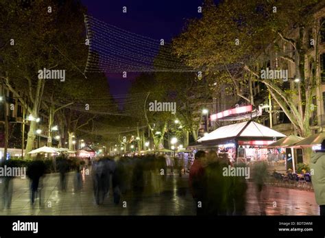 La Rambla at night in Barcelona, Spain Stock Photo - Alamy