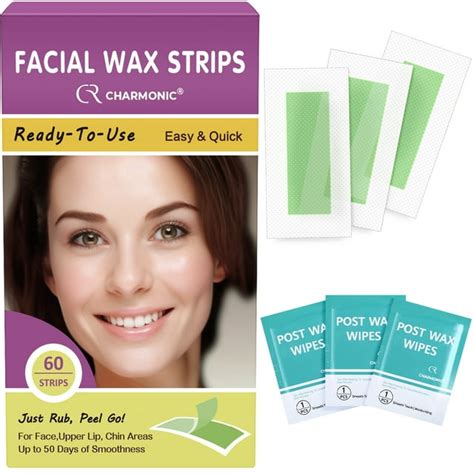 Charmonic Wax Strips-60pc for Women, Sensitive Skin Hair Remover for ...