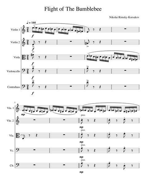 Flight of The Bumblebee Sheet music for Contrabass, Violin, Viola ...