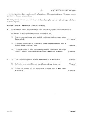 Ib Geography Freshwater Conflicts And Issues Exam Questions Teaching