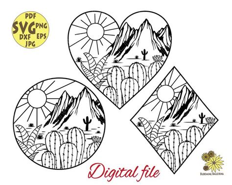 Desert Scene Svg Cactus Svg Suculent Frame Svg Bundle Mountain