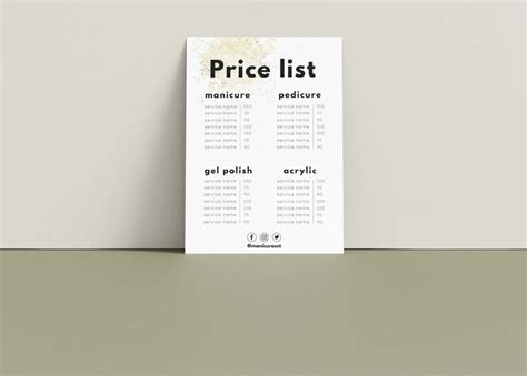 Price List Template Diy Small Business Printable Menu Beauty Etsy