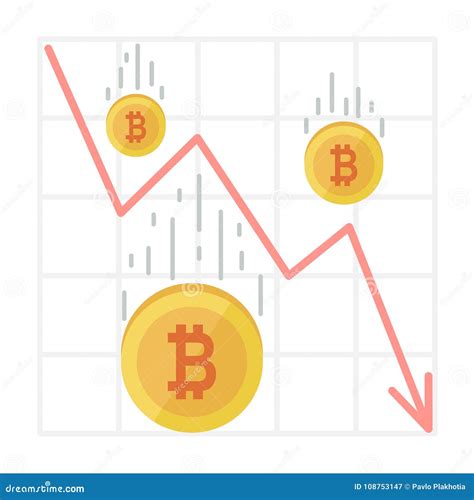 Bitcoin Fall Chart. Cryptocurrency Decline Graph in Flat Style Stock ...