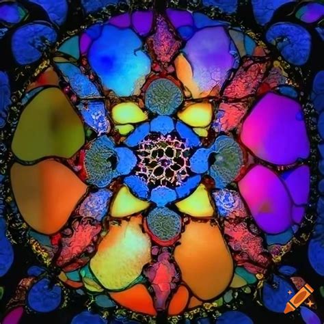 Colorful Mandelbrot Stained Glass Artwork