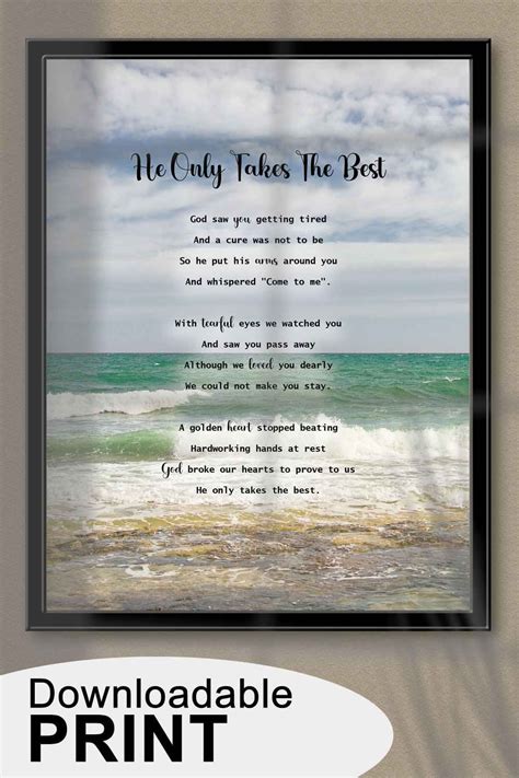 He Only Takes The Best Poem - memorialcardshop.co.uk