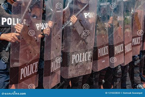 Riot Police Control the Crowd. Stock Image - Image of police, control ...