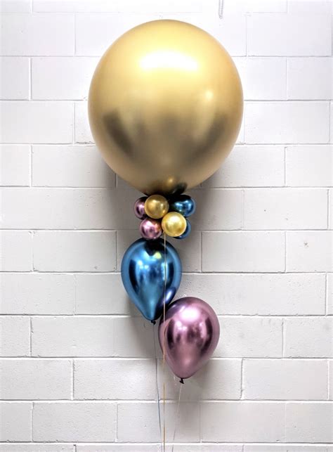 Gold Gender Reveal Chrome Balloon Bouquet Balloons Vancouver Jc Balloon