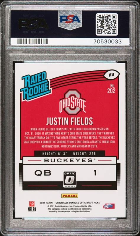 Chronicles Draft Picks Donruss Optic Rated Justin Fields Psa