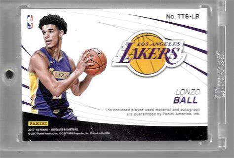 LONZO BALL 2017 PANINI GOLD ABSOLUTE JERSEY LOGO PATCH AUTO 10 ROOKIE