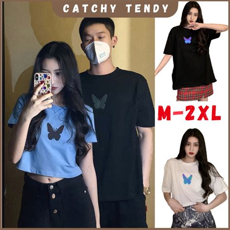 Women Crop Top Couple T Shirt Short Sleeve T Shirt Round Neck T Shirt Casual Abss 006 Shopee