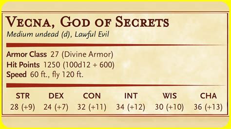 Creating Vecna God Of Secrets Stat Block YouTube