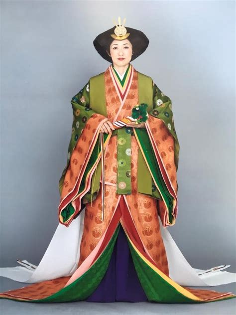 A Woman Dressed In Junihitoe In Japanese Traditional Dress