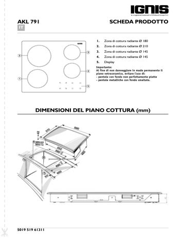 Ignis AKL 791 NE 01 Hob Program Chart Manualzz