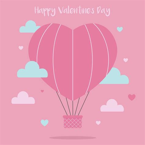 Flying Hot Air Balloon Cute Valentine S Day Card 54987799 Vector Art At Vecteezy