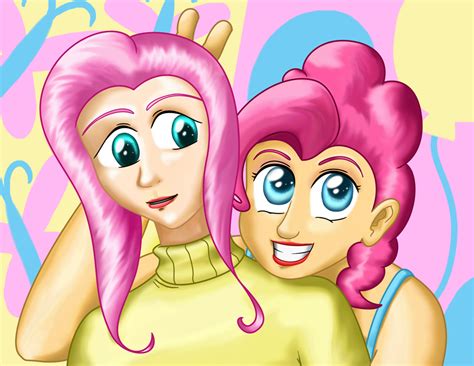 Safe Artist Syggie Fluttershy Pinkie Pie Human G