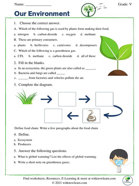 Our Environment Class 5 Worksheet 0 2021 18 05 061218 Pdf