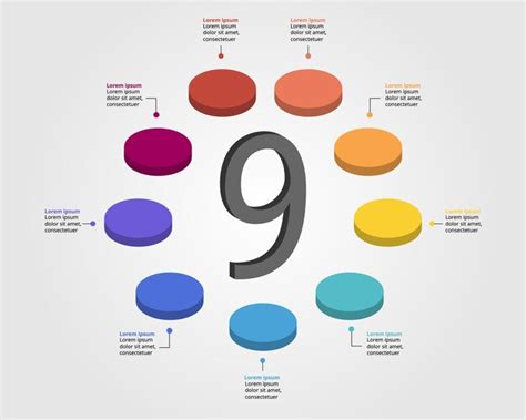 Modèle de cercle pour infographie pour présentation pour 9 éléments