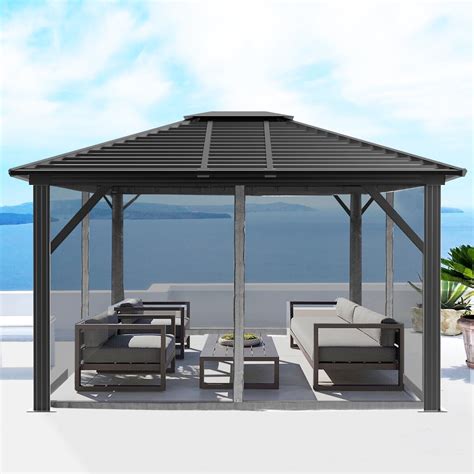 Gartoo Ft W X Ft D Aluminum Patio Hardtop Gazebo With