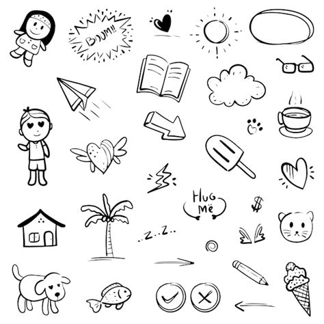 Premium Vector Hand Drawn Abstract Thin Line Doodle Set In Vector