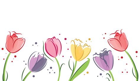 Collection of hand drawn graphic tulips. Floral clip art elements. Branches, leaves and buds ...