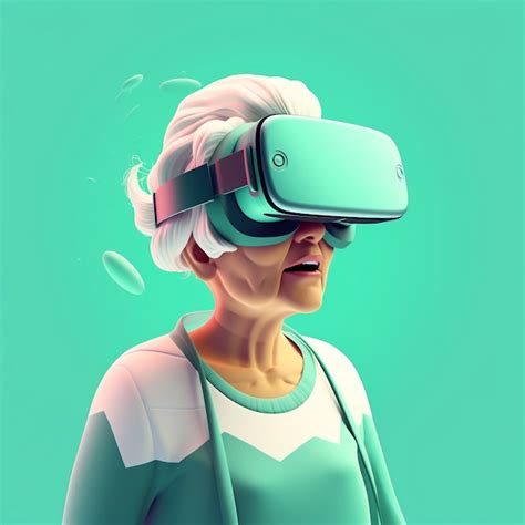 3d Darstellung Einer Oma Mit Vr Brille Kostenlose Foto