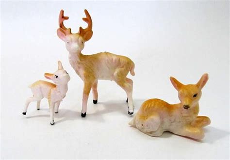 Vintage Miniature Plastic Deer 3 Tiny Deer Buck Fawn Baby Etsy