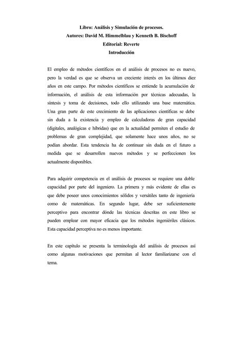 An Lisis Y Simulaci N De Procesos Himmelblau D Pdf