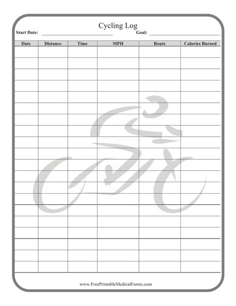 Cycling Log Template Download Printable PDF | Templateroller