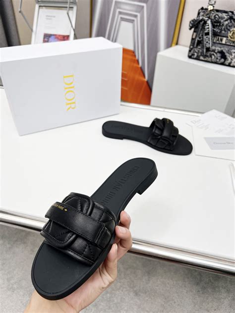 Replica Dior Diorevolution Slide Sandals In Black Calfskin