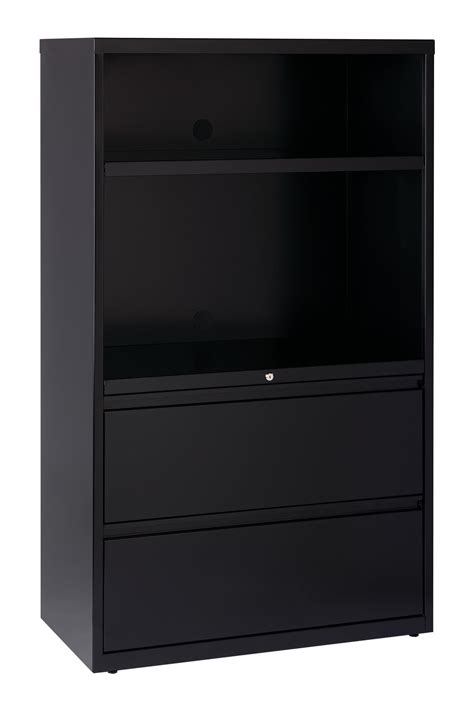 Hirsh 36 In Wide Hl8000 Series 2 Drawer Lateral Combo File Cabinet Black