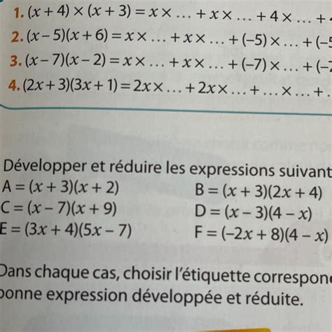 Développer et réduire les expressions suivantes A x 3 x 2 C x